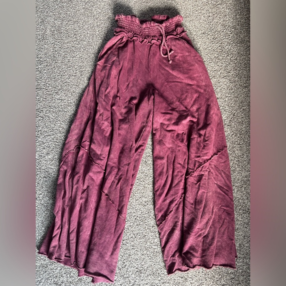 Kantha Bae Dream Line Burgundy Wide-Leg Pants